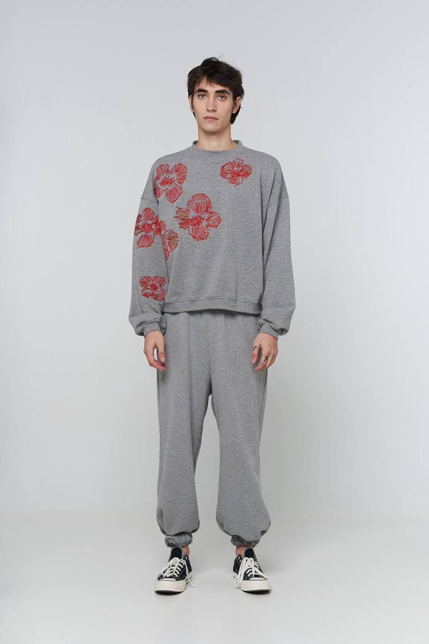 світшот "kvity" у кольорі сірий меланж