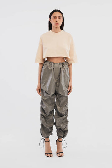 футболка crop у кольорі cream