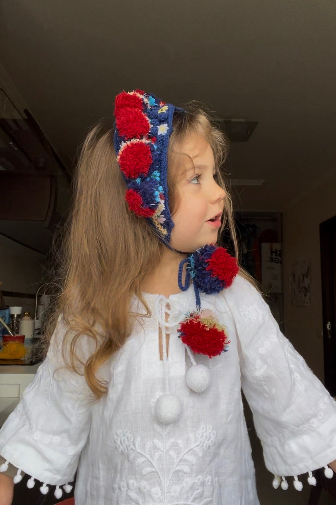 синя етнічна пов’язка "чільце" для дівчаток