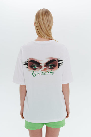 футболка "eyes don`t lie" у білому кольорі