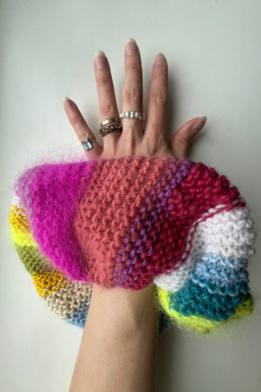 в'язана різнокольорова максі резинка для волосся №1