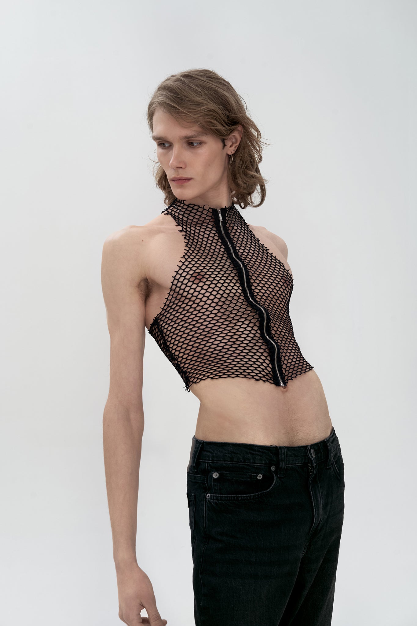 топ "sheer mesh" у чорному кольорі