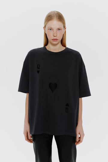 футболка "queen of hearts" у кольорі графіт