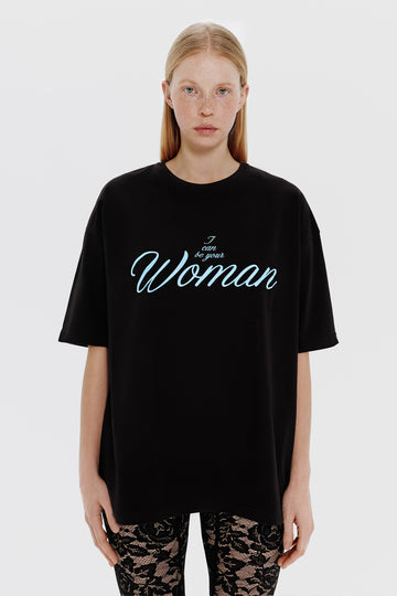 футболка "woman" у чорному кольорі