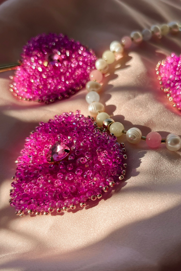 сет прикрас "серцепади" у рожевому кольорі