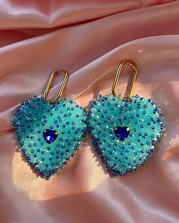 сережки "серцепади" у блакитному кольорі