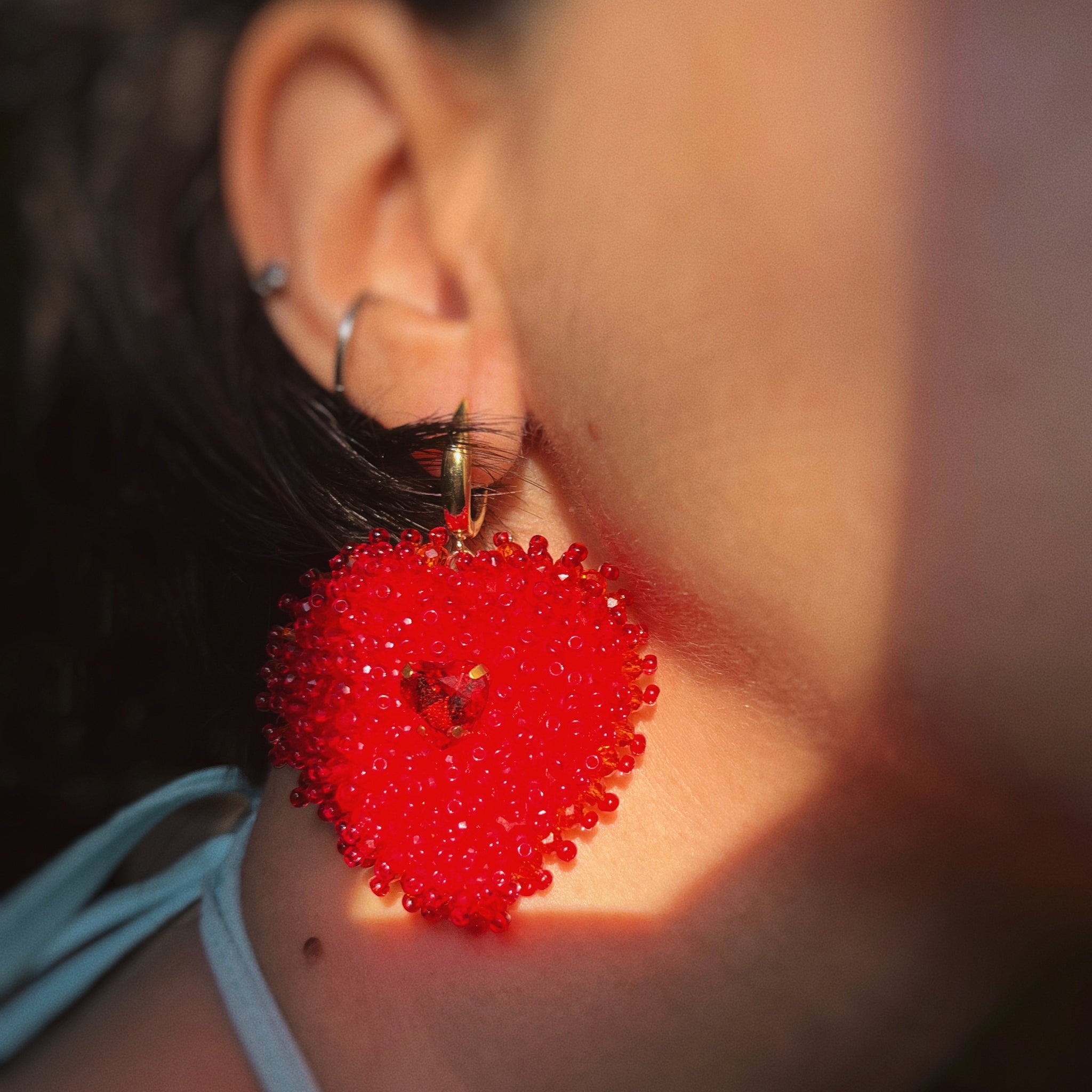 сережки "серцепади" у червоному кольорі