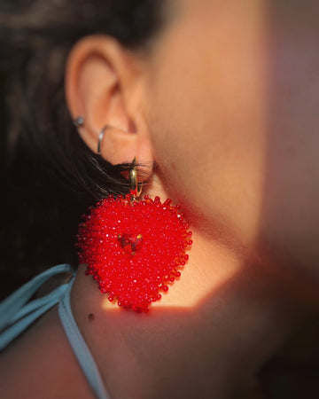сережки "серцепади" у червоному кольорі