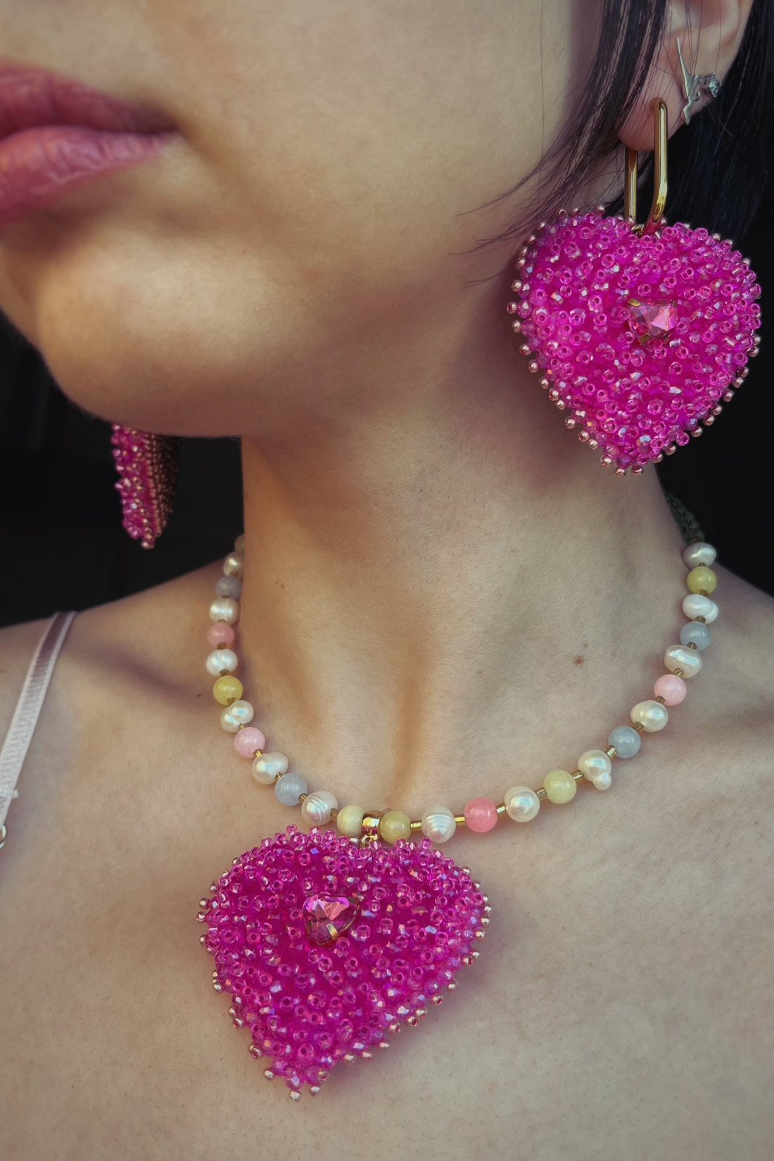 сет прикрас "серцепади" у рожевому кольорі