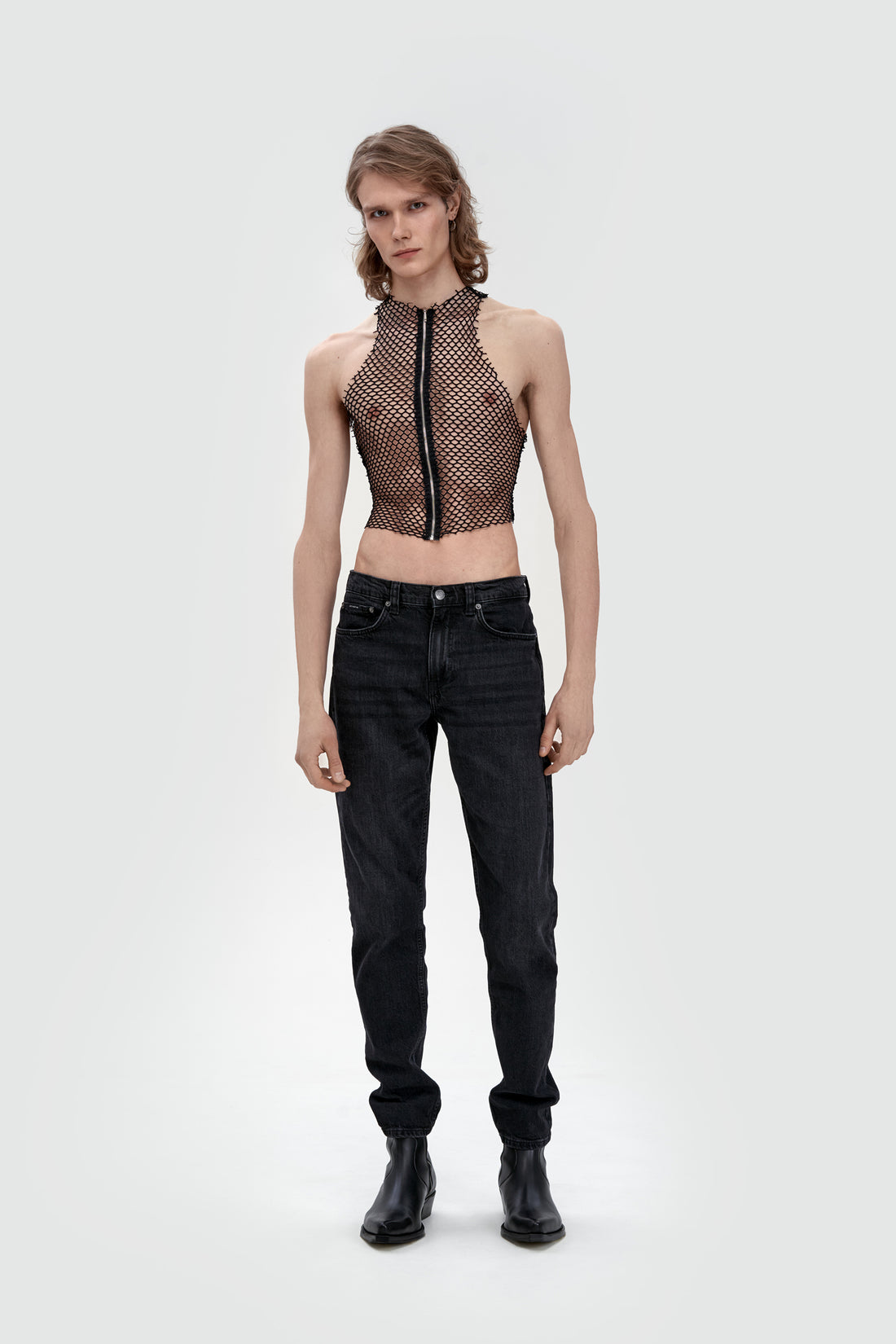 топ "sheer mesh" у чорному кольорі