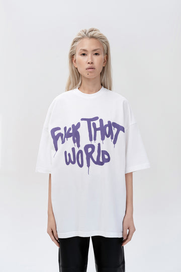 футболка "fuck that world" у білому кольорі