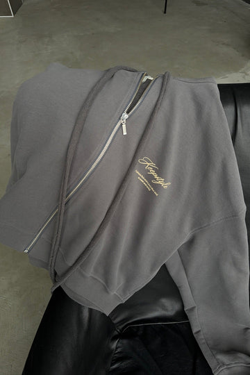 *зіпер укорочений з довгими шнурками у сірому кольорі special selection