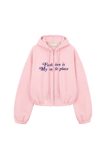 зіпер утеплений  "fashion is my safe place" у пудровому кольорі