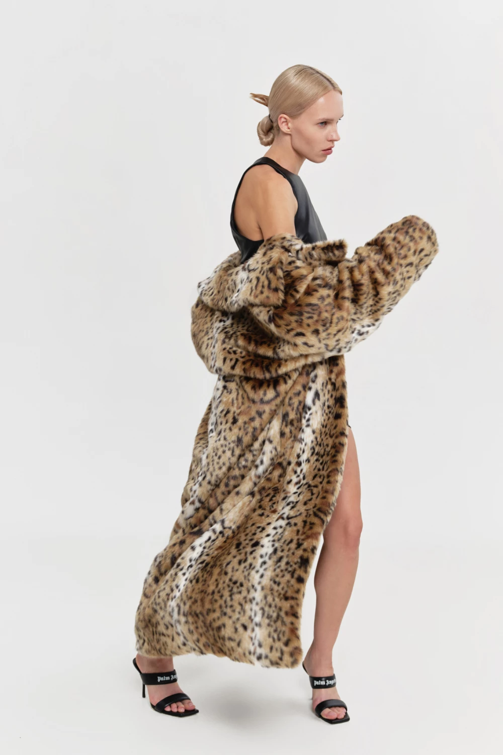 fur coat "donna" with leopard print