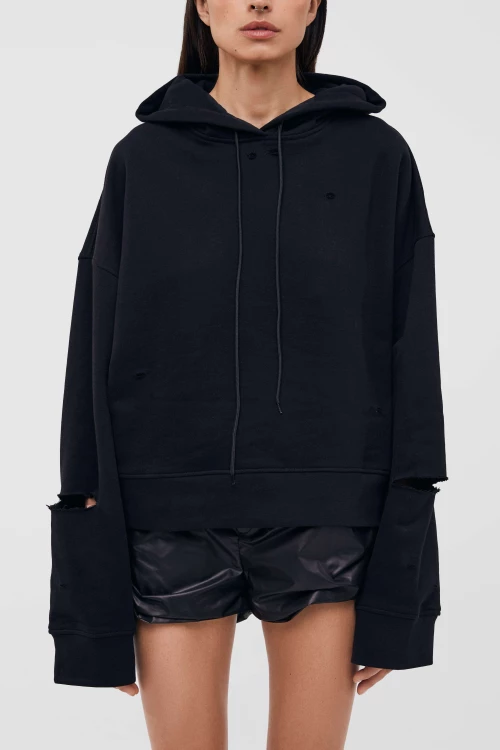 hoodie "destroyed" in black color