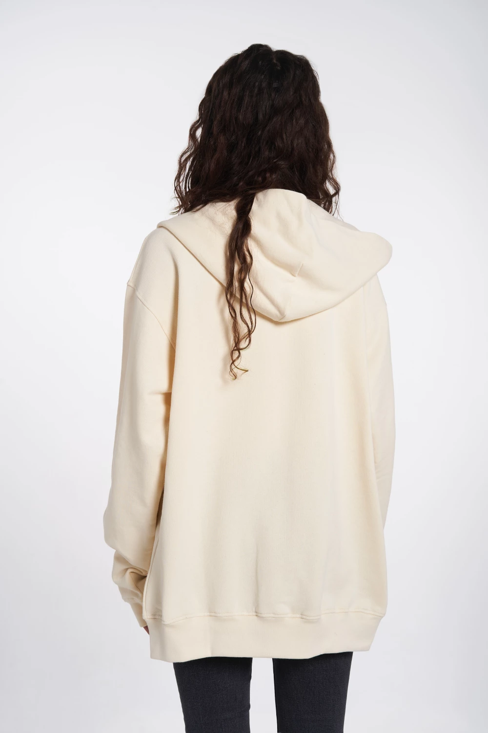 zip-up hoodie in vanilla color