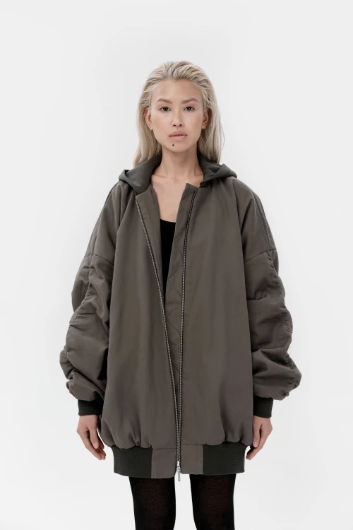 oversize bomber in forest color