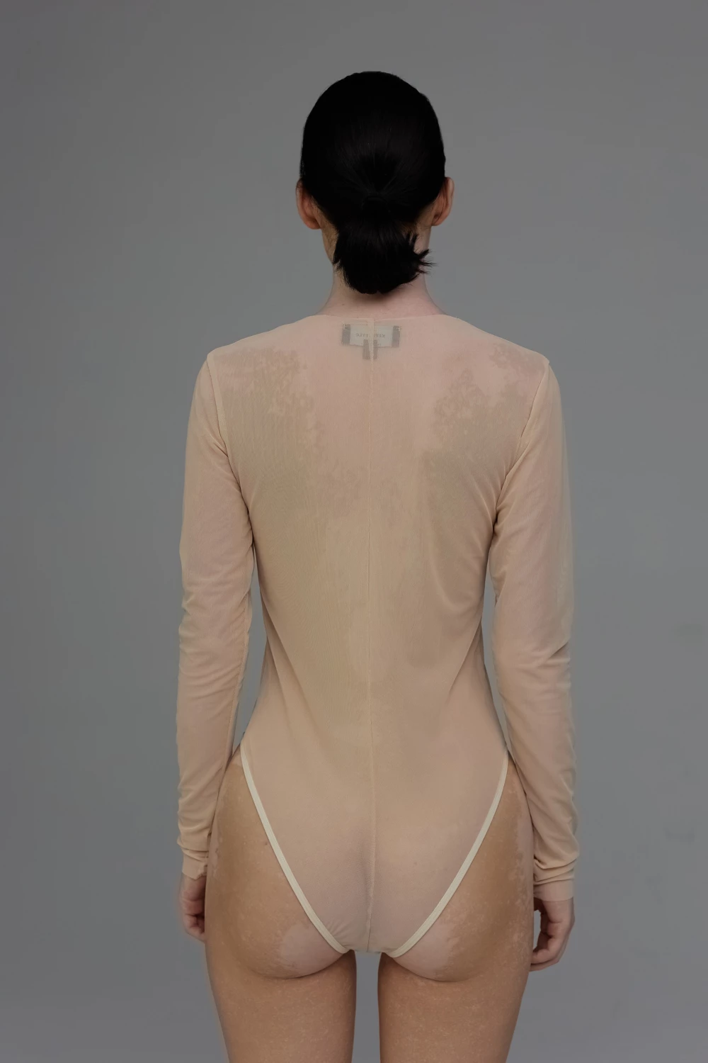 mesh bodysuit in beige color