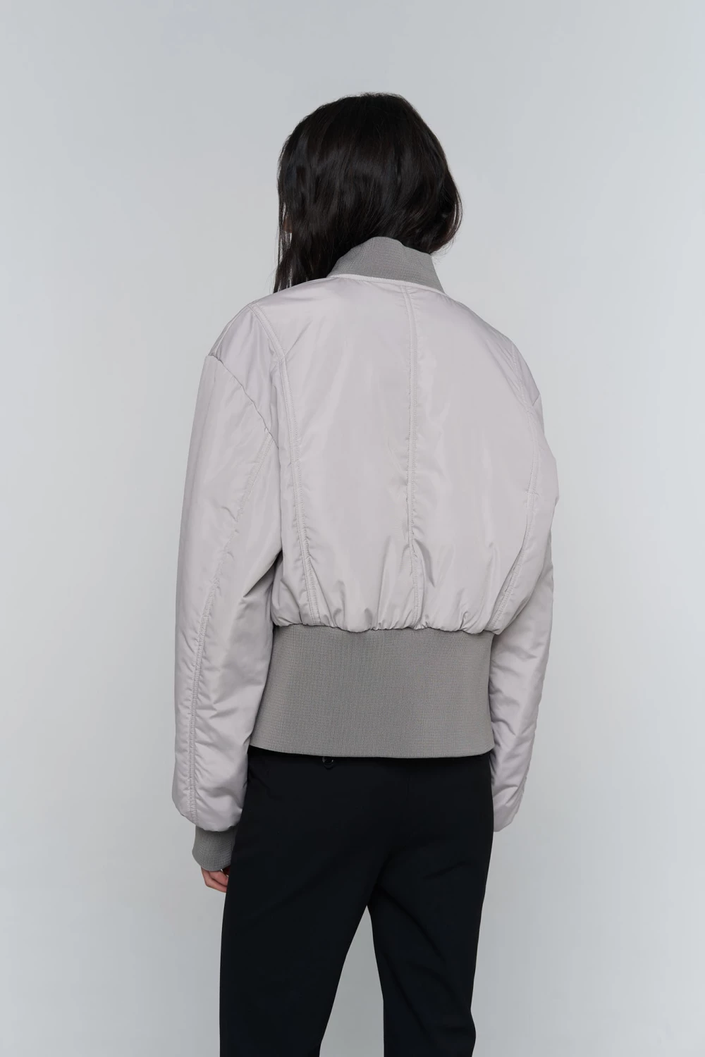 cropped bomber jacket in gray color