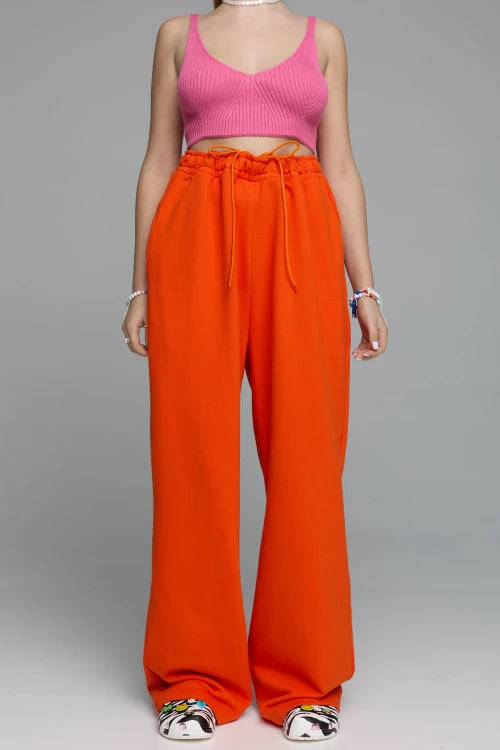 pants "real big" in tangerine color