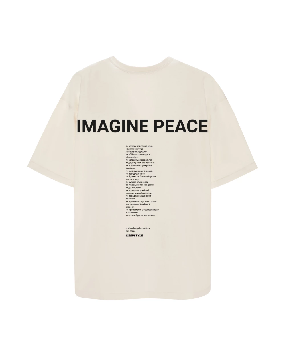 imagine peace t-shirt in vanilla color