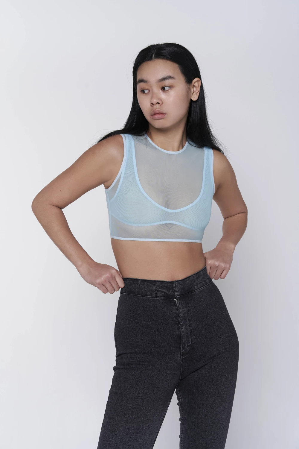 double top mesh in blue color