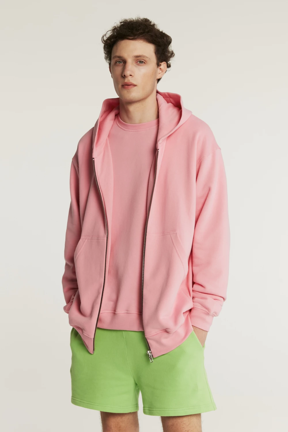 zip-up hoodie in bubble color