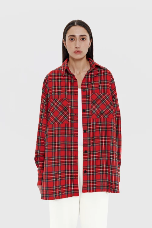 plaid shirt in red color