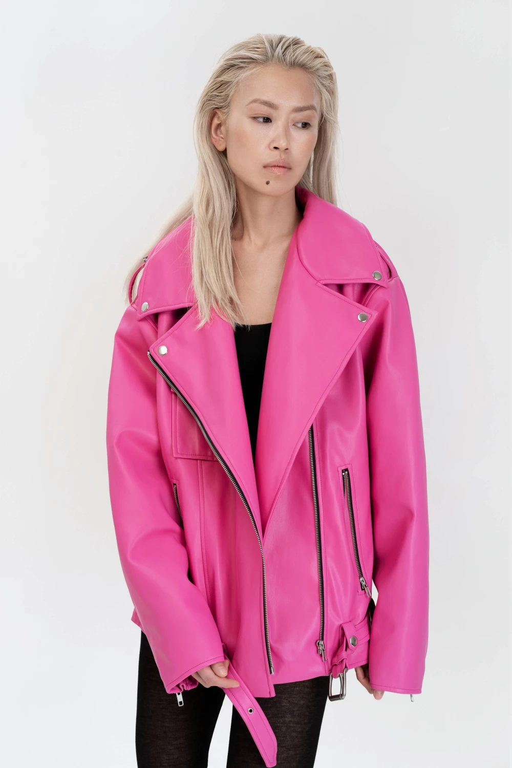 biker jacket in pink color