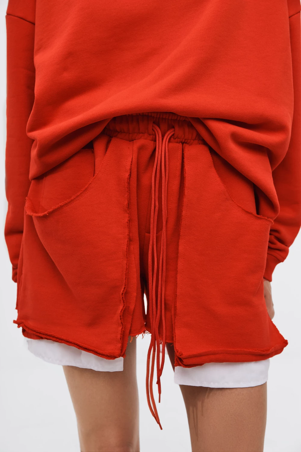 destroyed shorts in red color