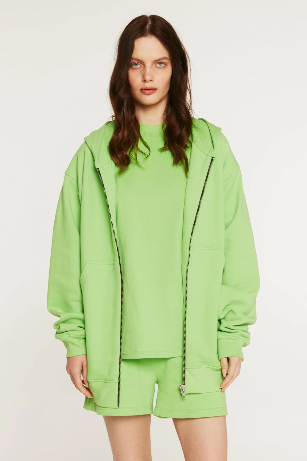 zip-up hoodie in jasmine color