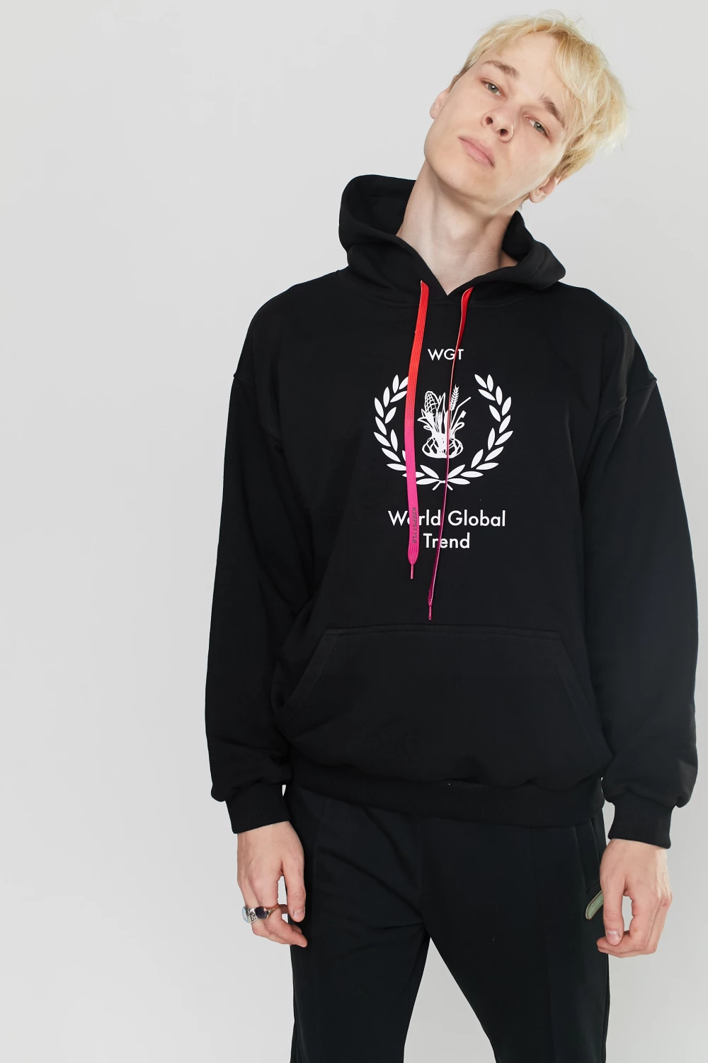hoodie 'world global trend' in black color