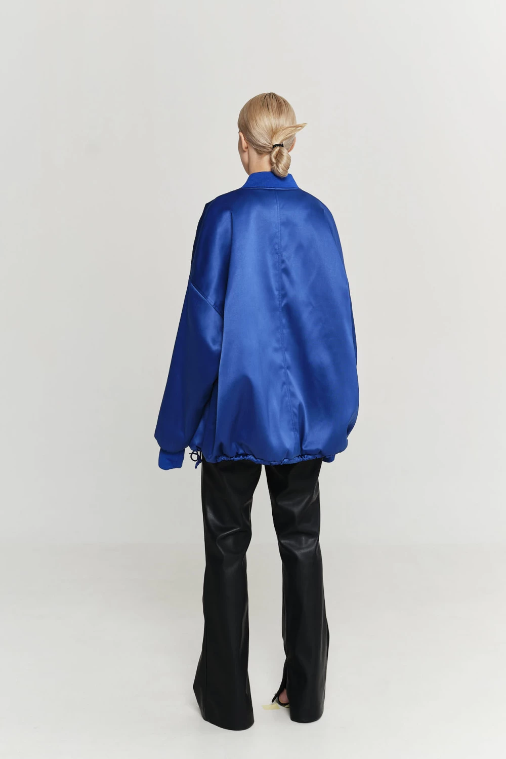 satin bomber in electric color