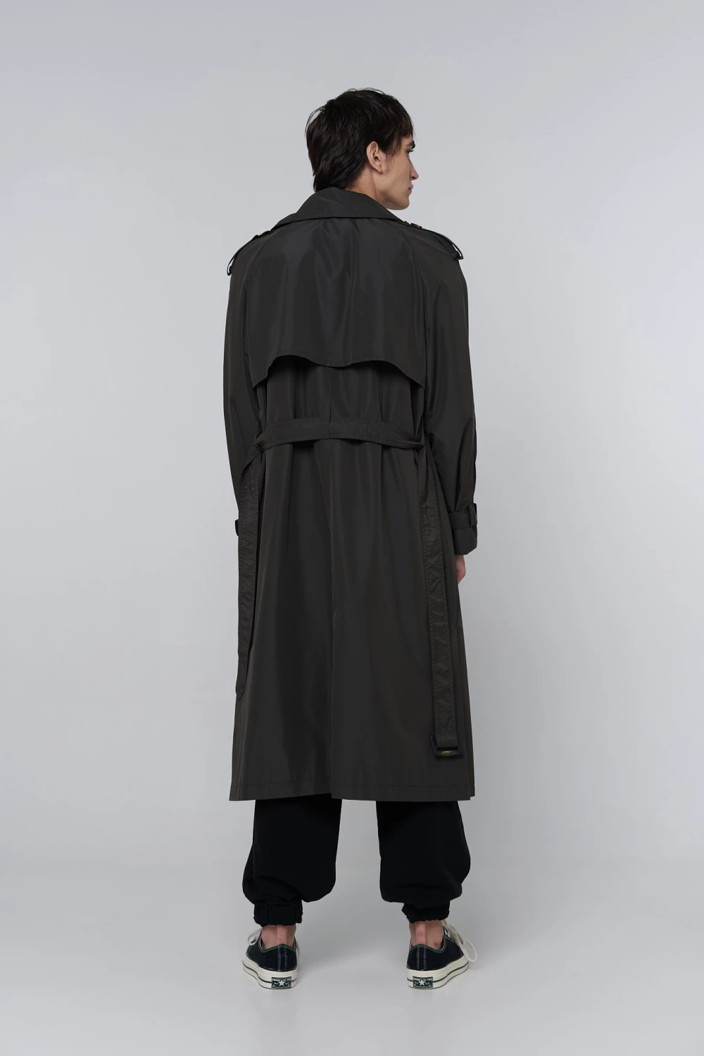 80s trench coat in dark gray color