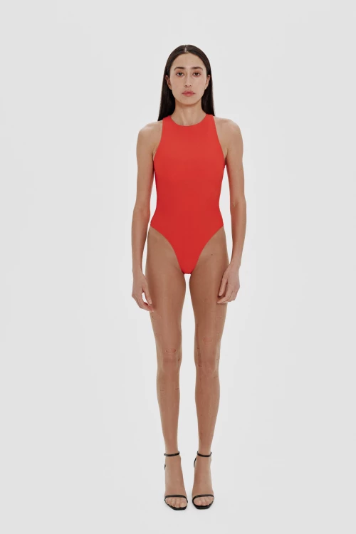smooth bodysuit in red color