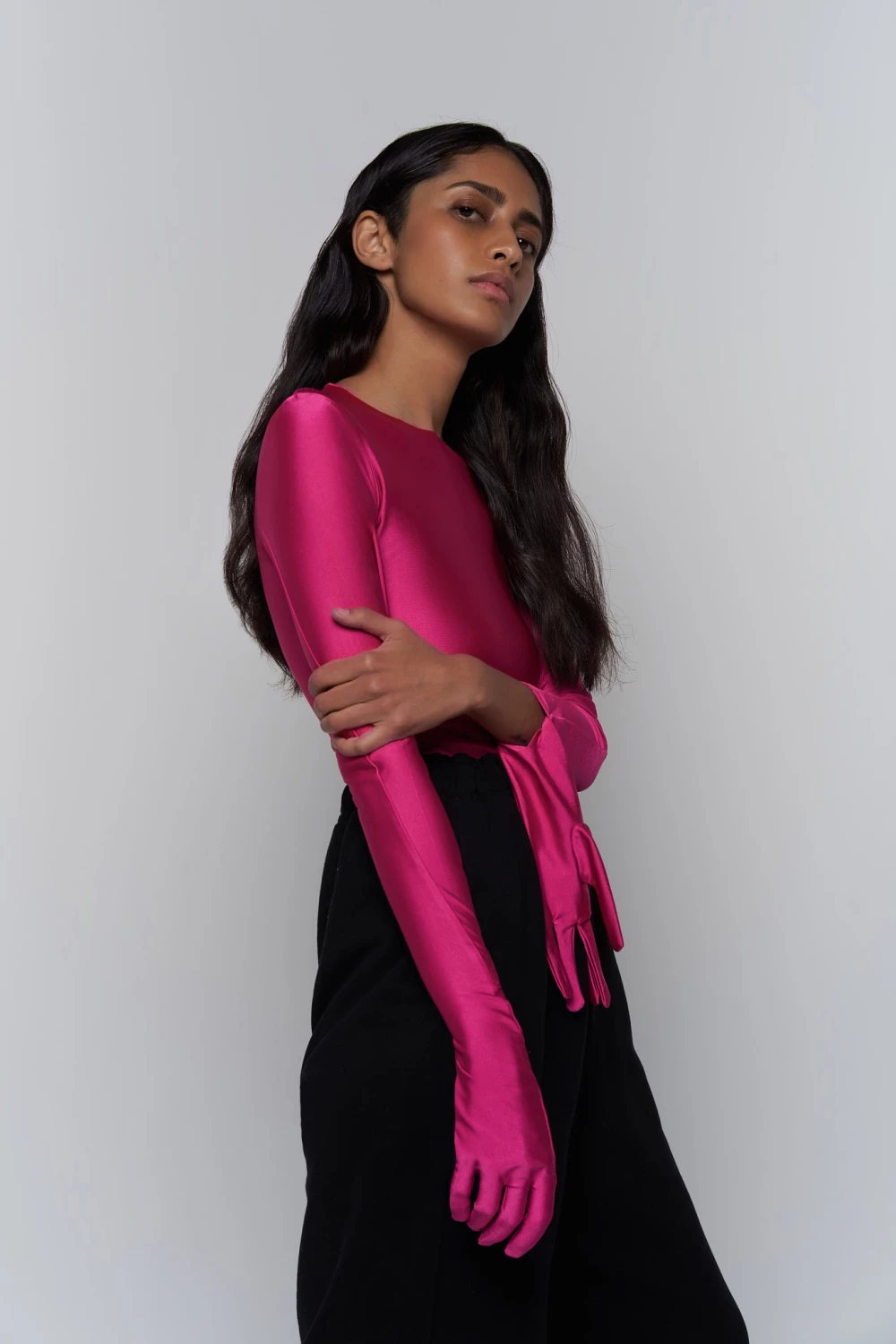 long sleeve lilith in fuchsia color