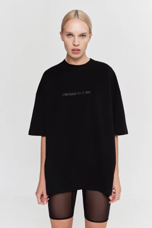 футболка "i would fuck me" у чорному кольорі