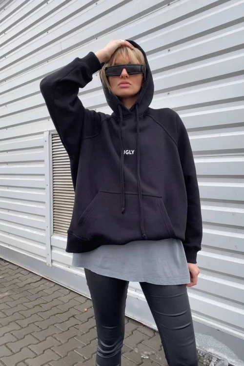 hoodie ugly in black color