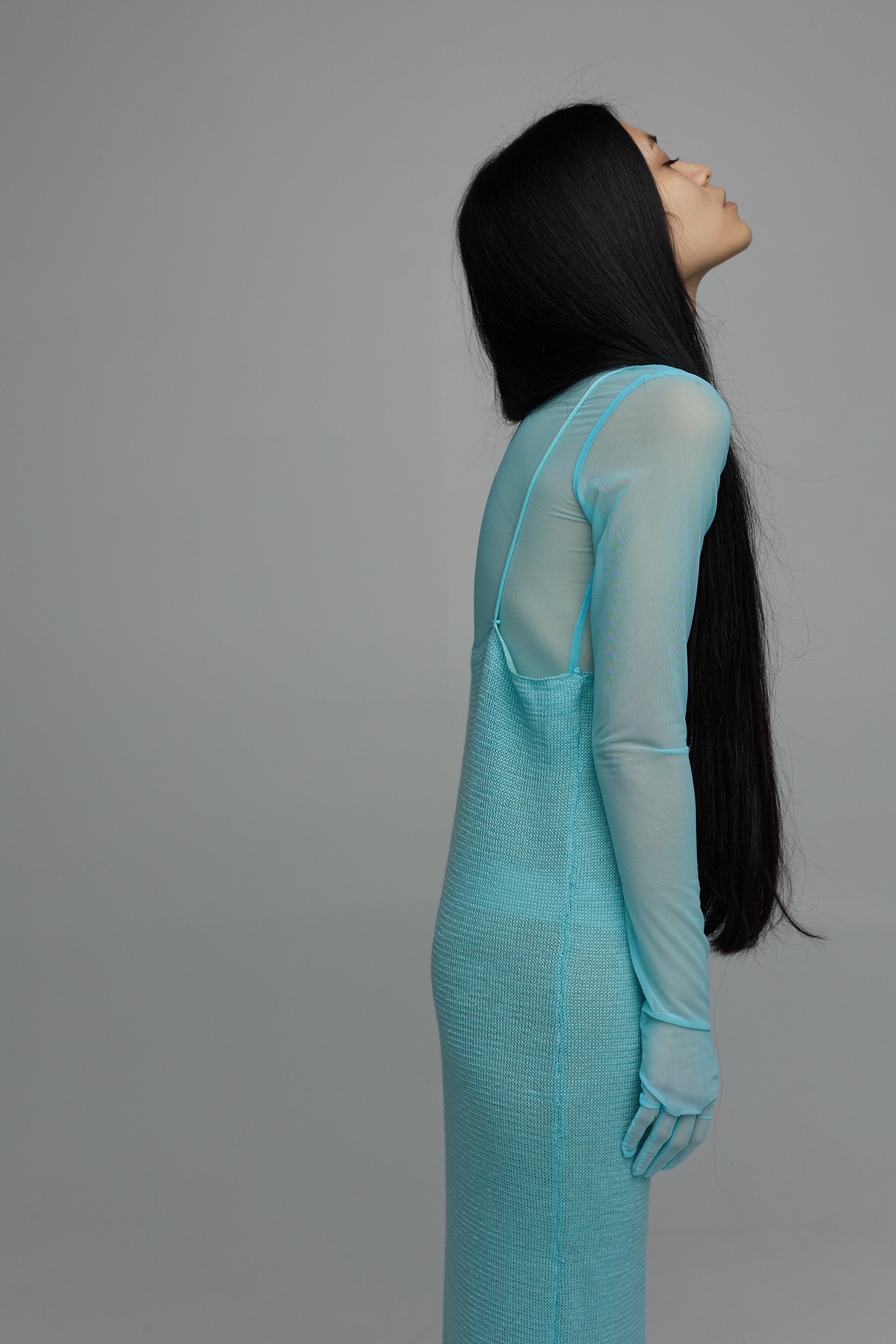 knitted dress in blue color