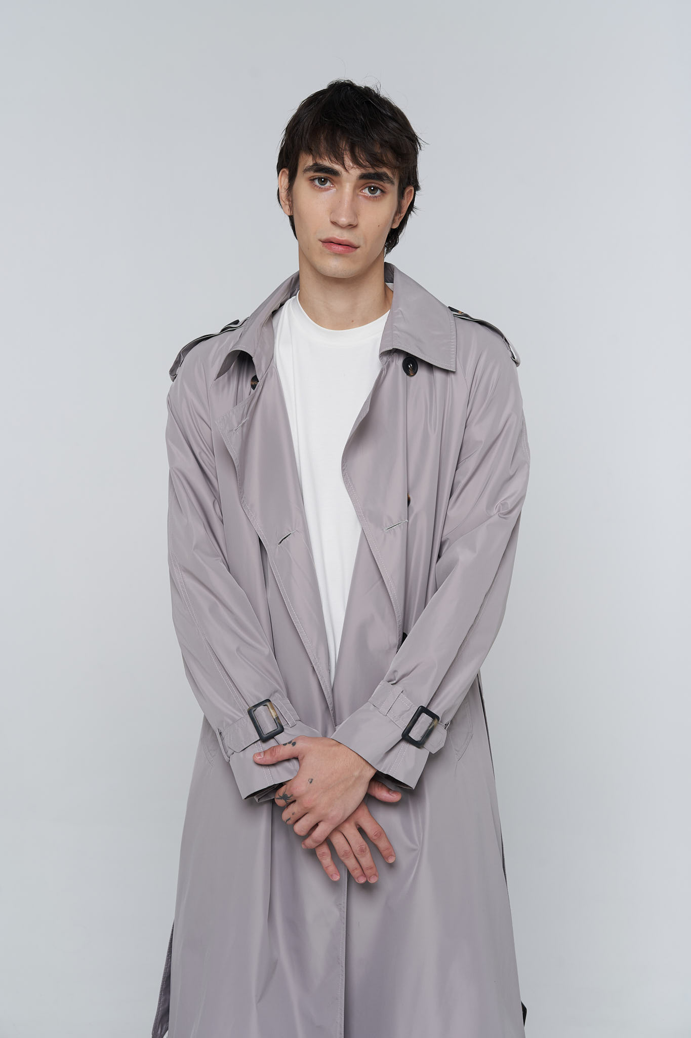 80s trench coat in gray color