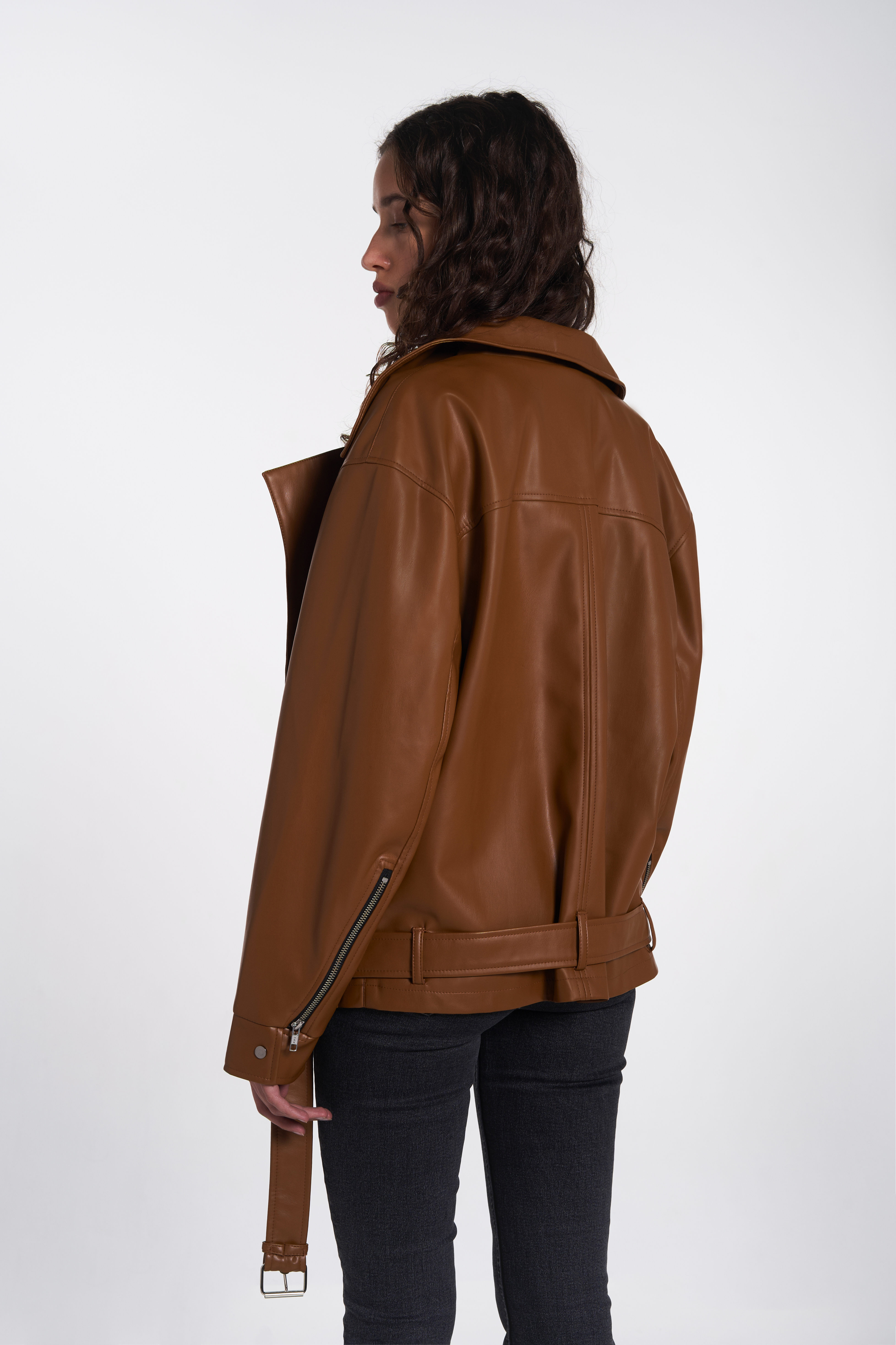 Biker jacket in brown