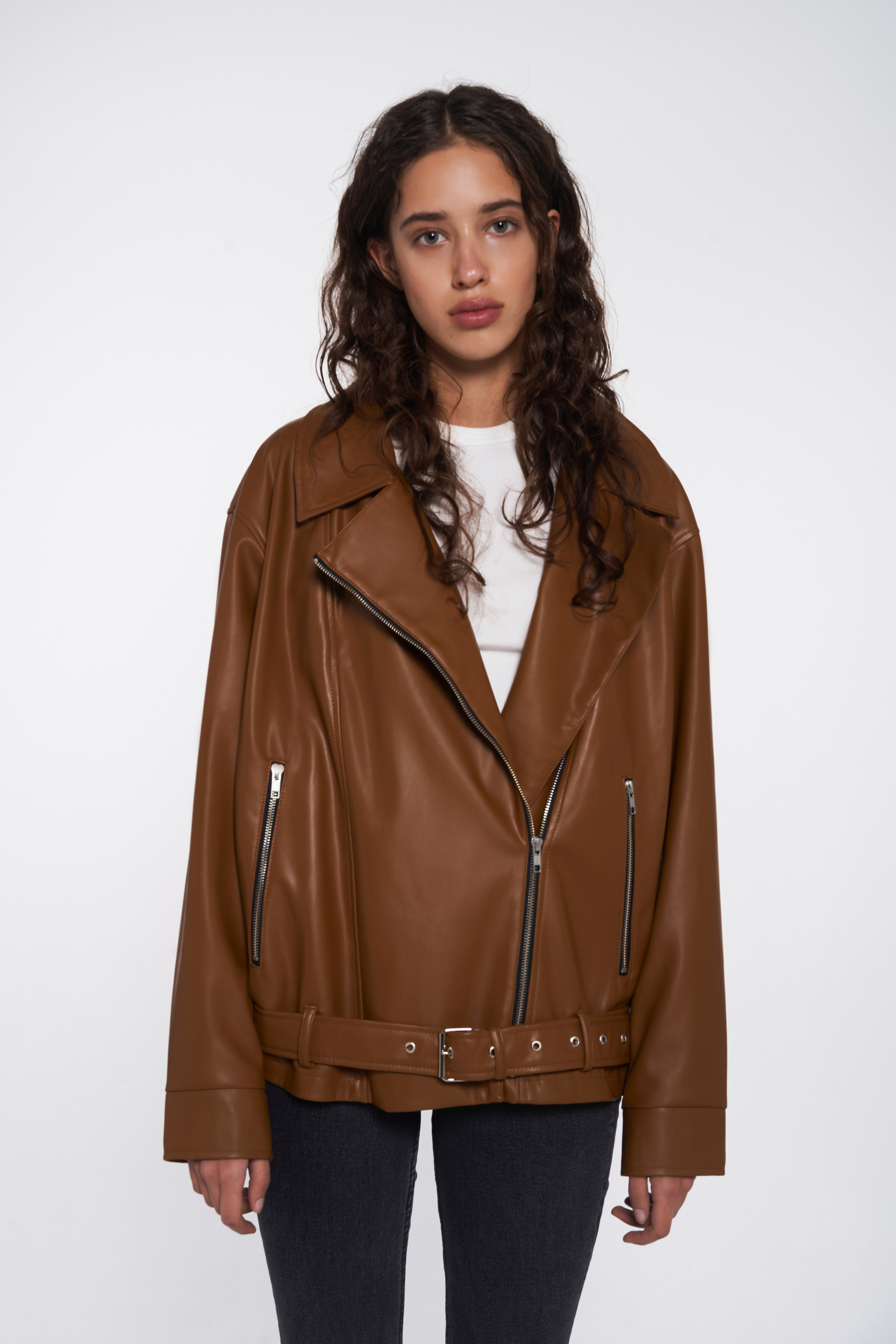 Biker jacket in brown