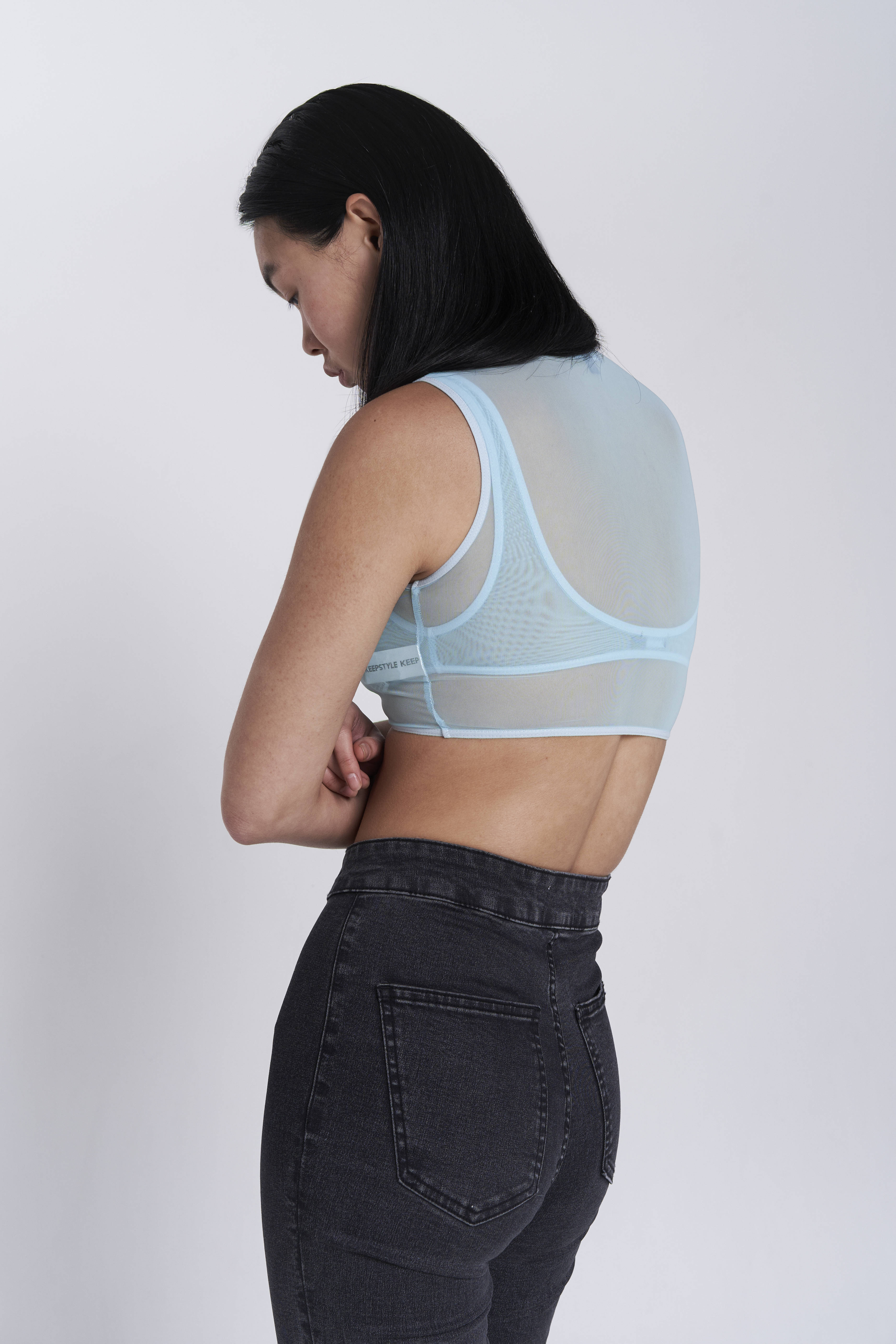 double top mesh in blue color