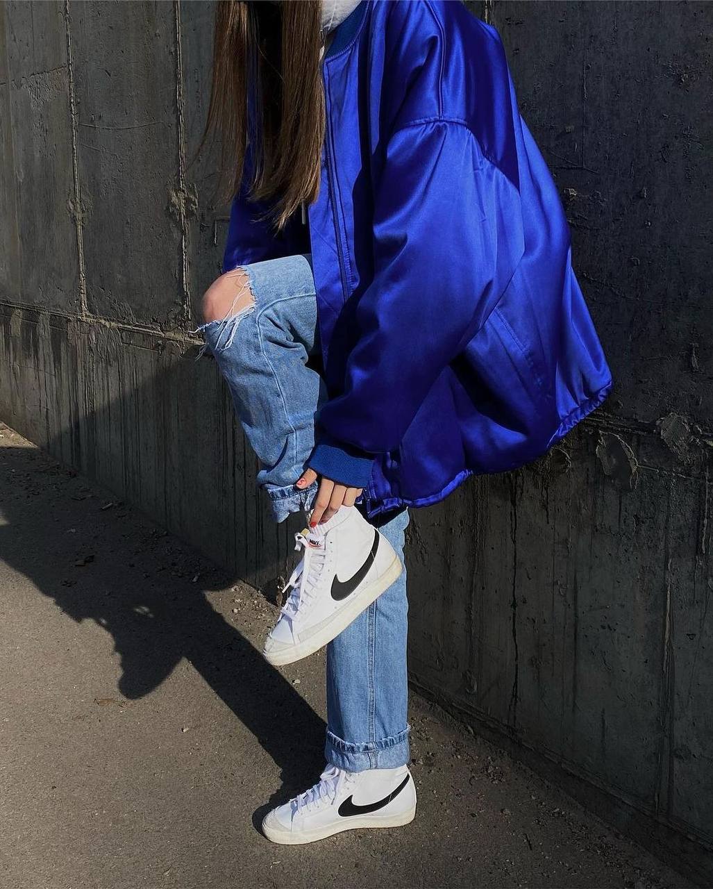 satin bomber in electric color