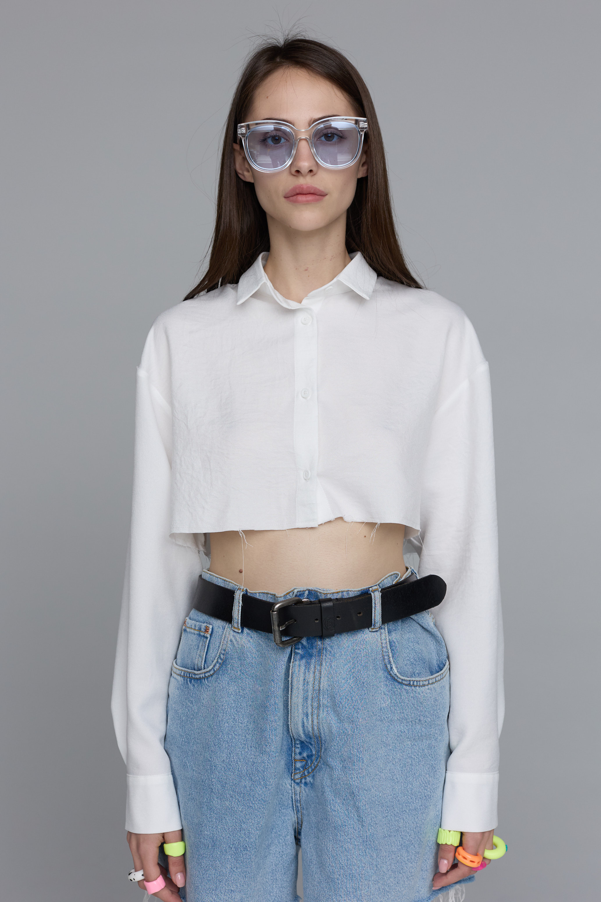 shirt crop simple in white