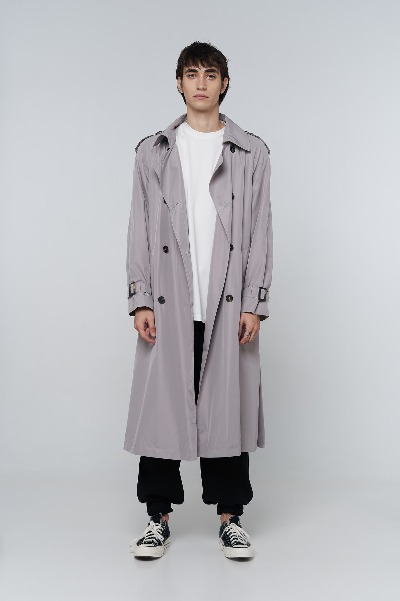 80s trench coat in gray color