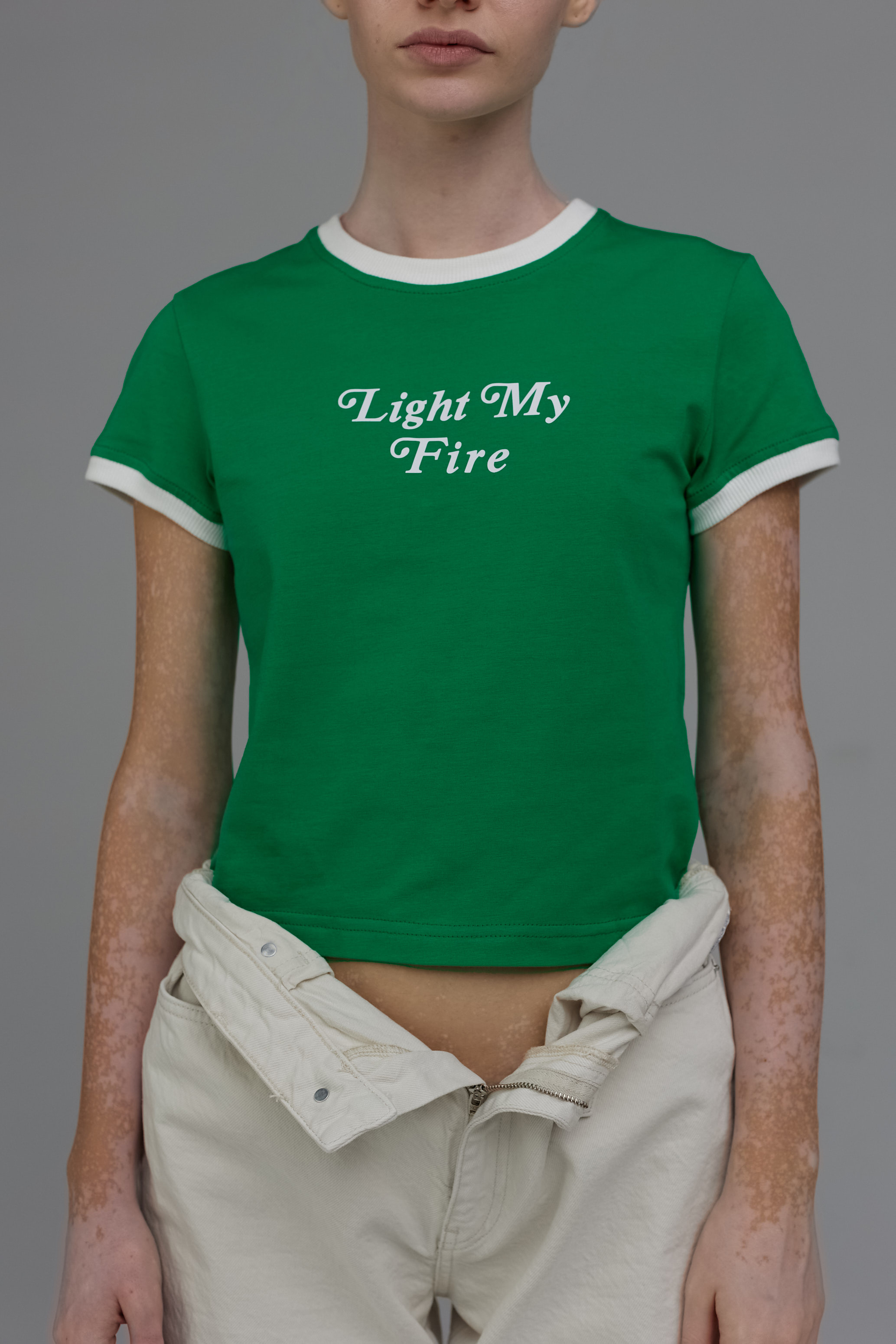 t-shirt light my fire in green color