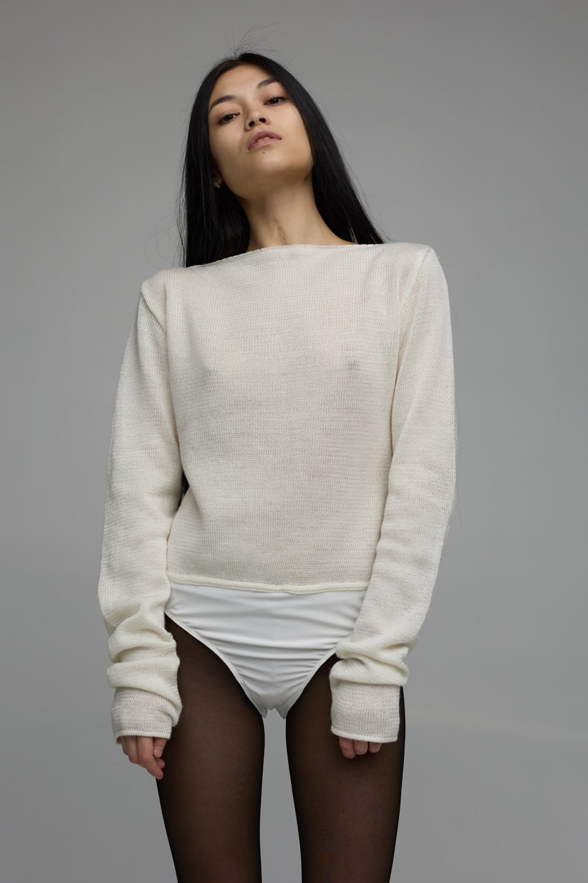 knitted bodysuit in vanilla color