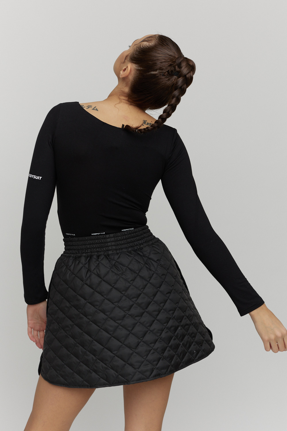 quilted skirt in black