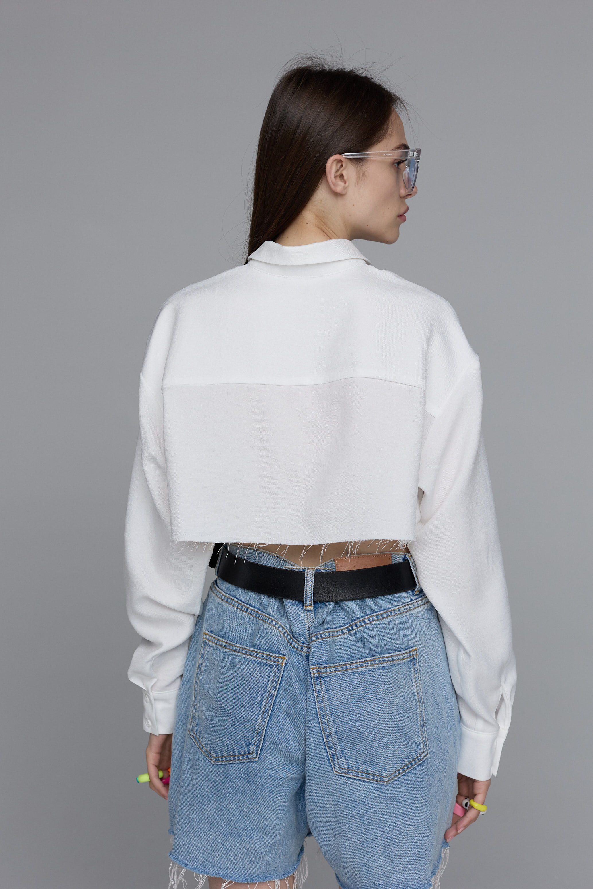 shirt crop simple in white